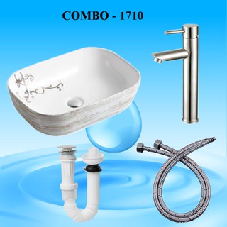 Combo chậu rửa mặt + vòi rửa nóng lạnh combo - 1710