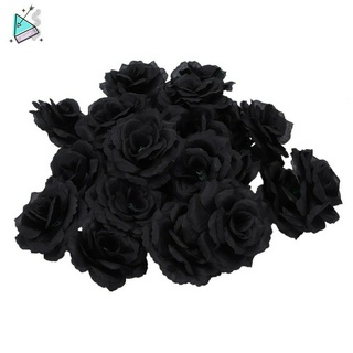 20 Bông Hoa Hồng Giả Bằng Lụa Màu Đen Trang Trí Nhà, Văn Phòng, Tiệc Cưới