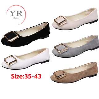 Giày Lười Da Lộn Plus Size 35-43 Cho Nữ