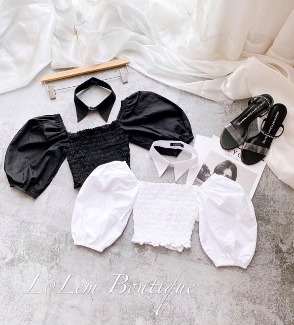 Áo nhún tặng kèm cổ sơ mi rời, hình sàn chụp thật | BigBuy360 - bigbuy360.vn