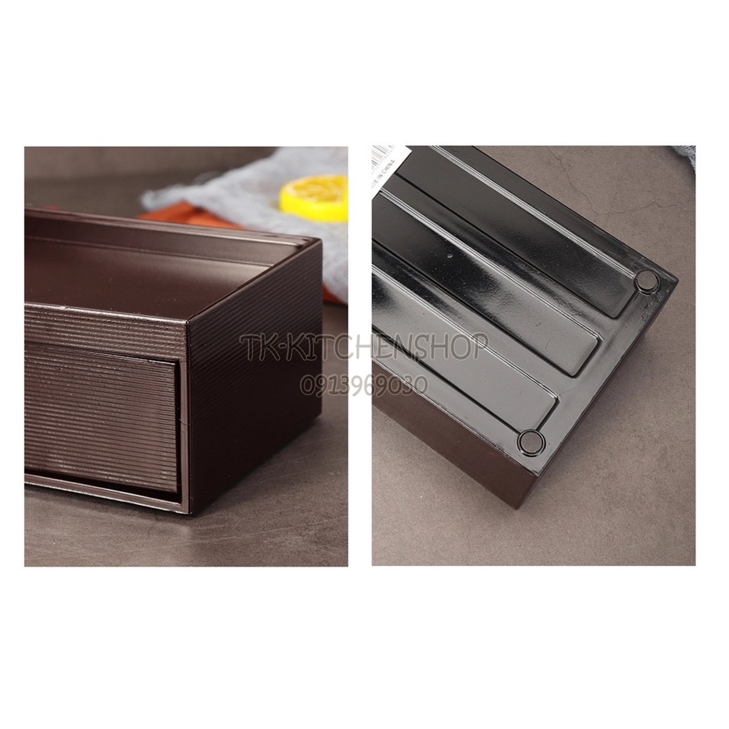 Hộp đựng thìa đũa phong cách Hàn Quốc / Nhật Bản, hộp nhựa abs màu nâu có nắp đậy giúp tránh bụi bẩn, và côn trùng