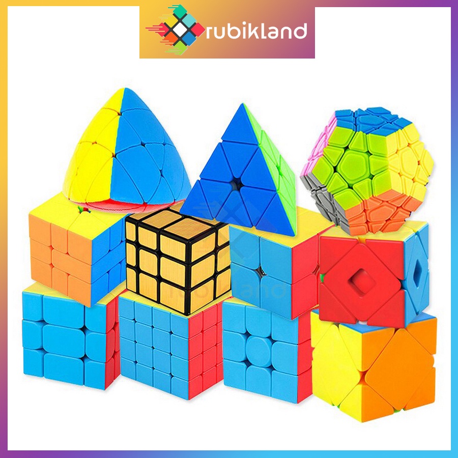 Rubik Half Bright Stickerless 2x2 3x3 4x4 5x5 Pyraminx Megaminx Skewb Không Viền Đồ Chơi Trí Tuệ Rubic