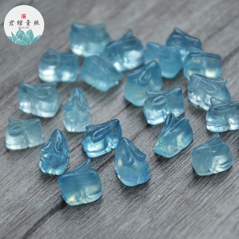 Băng Yingge Vòng Tay Pha Lê Trong Suốt Tự Nhiên Hình Thỏ Aquamarine