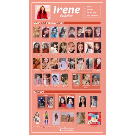 Ảnh thẻ bo góc album và non-album của Irene Red Velvet