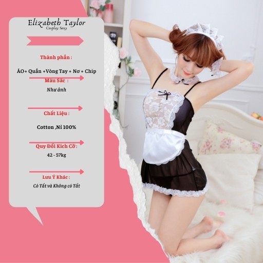 Cosplay Sexy Nữ Người Hầu,Hầu Gái, Người Giúp Việc Sexy Váy Ren Ngực Đính Nơ Chất Liệu Vải Mềm Mại