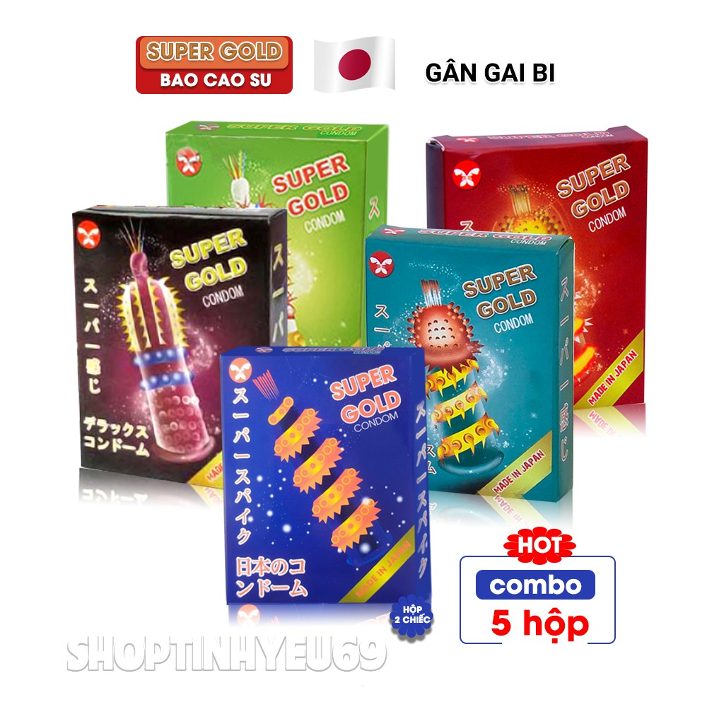 Bao Cao Su Gân Gai Bi Super Gold, hộp 2 cái (Hàng NHẬT).Mới - Độc - Lạ