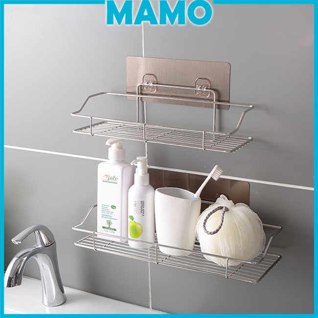Kệ sắt chữ nhật dán tường đựng đồ nhà tắm, nhà bếp hình chữ nhật tiện lợi, hiện đại LO74