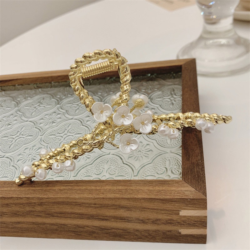 Mới Kẹp Tóc Hình Hoa Đính Ngọc Trai Nhân Tạo Phong Cách Retro