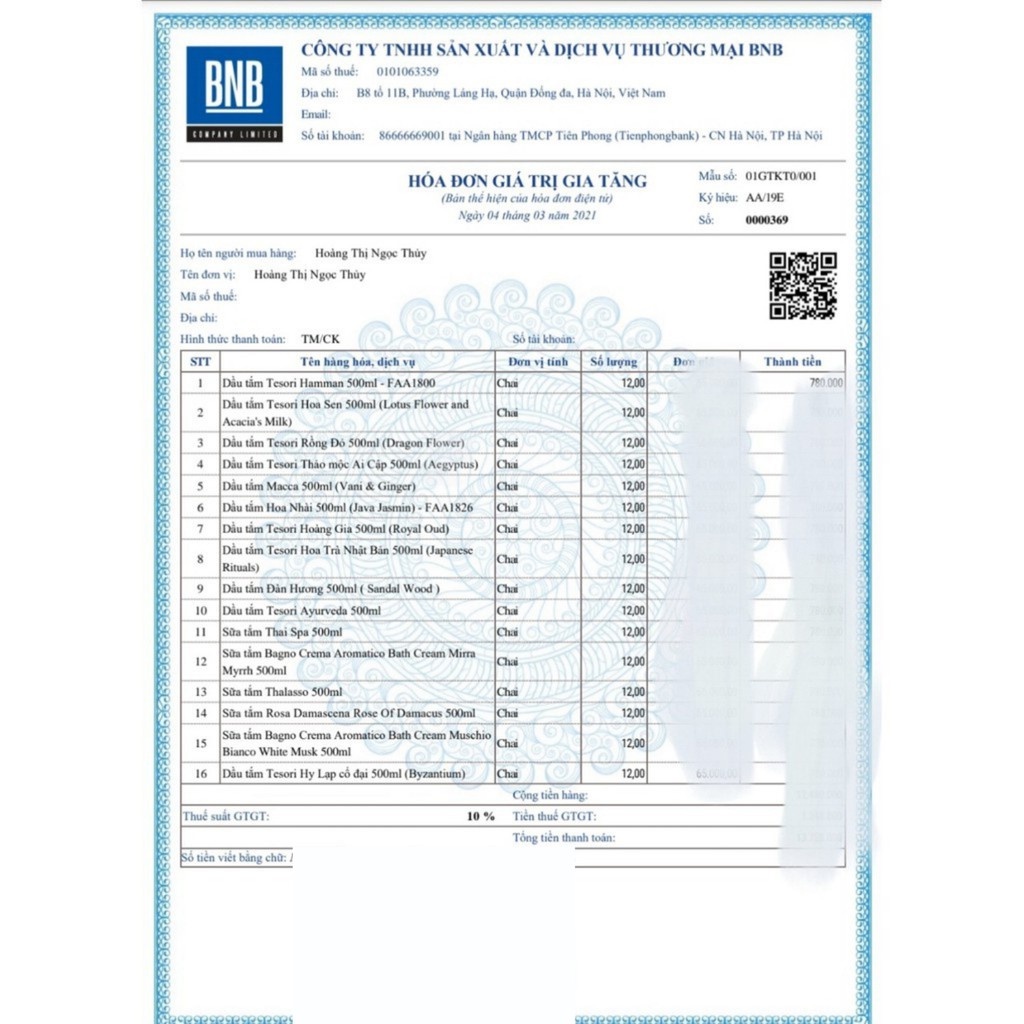 Sữa tắm nước hoa Ý Tesori d'Oriente hương thơm lưu trữ cả ngày kèm vòi 500ml