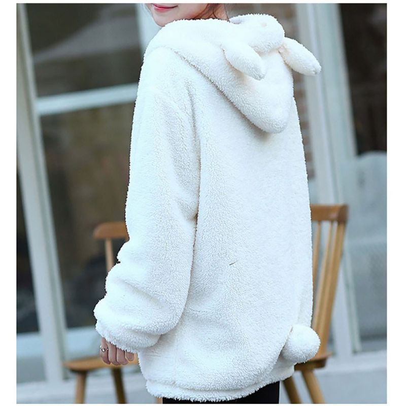 Áo Hoodie mùa đông tai gấu dễ thương cho nữ