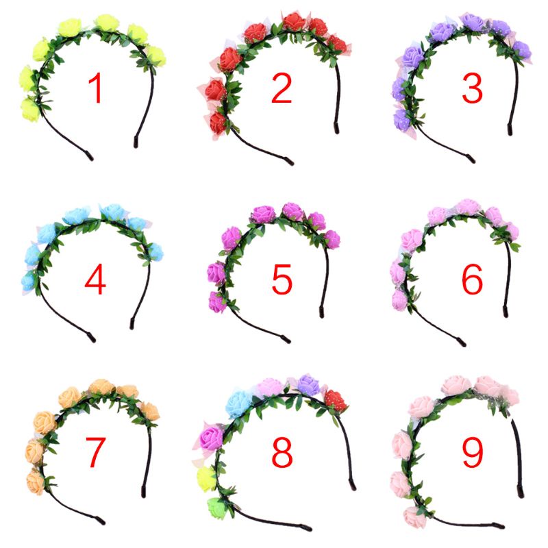 Băng Đô Hoa Hồng Nhân Tạo 9 Màu Cho Nữ