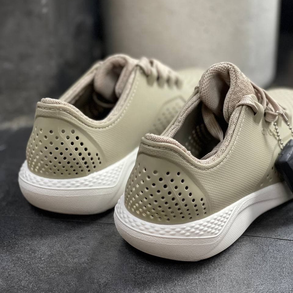 Giày Crocs Cà Phê Sữa thể thao Nam Nữ, Giày Cột Dây Unisex Literide Pacer Chính Hãng - Sấu Vui Vẻ