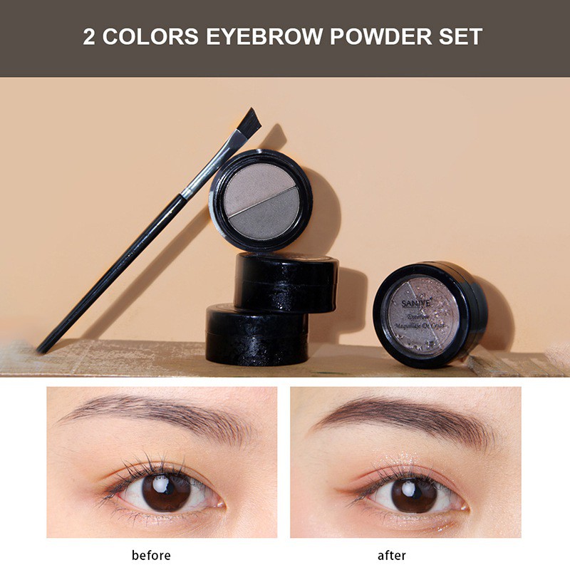 [Hàng mới về] Bảng Phấn Vẽ Lông Mày 3d 2 Màu Sắc Tự Nhiên Kháng Nước Kèm Cọ | BigBuy360 - bigbuy360.vn