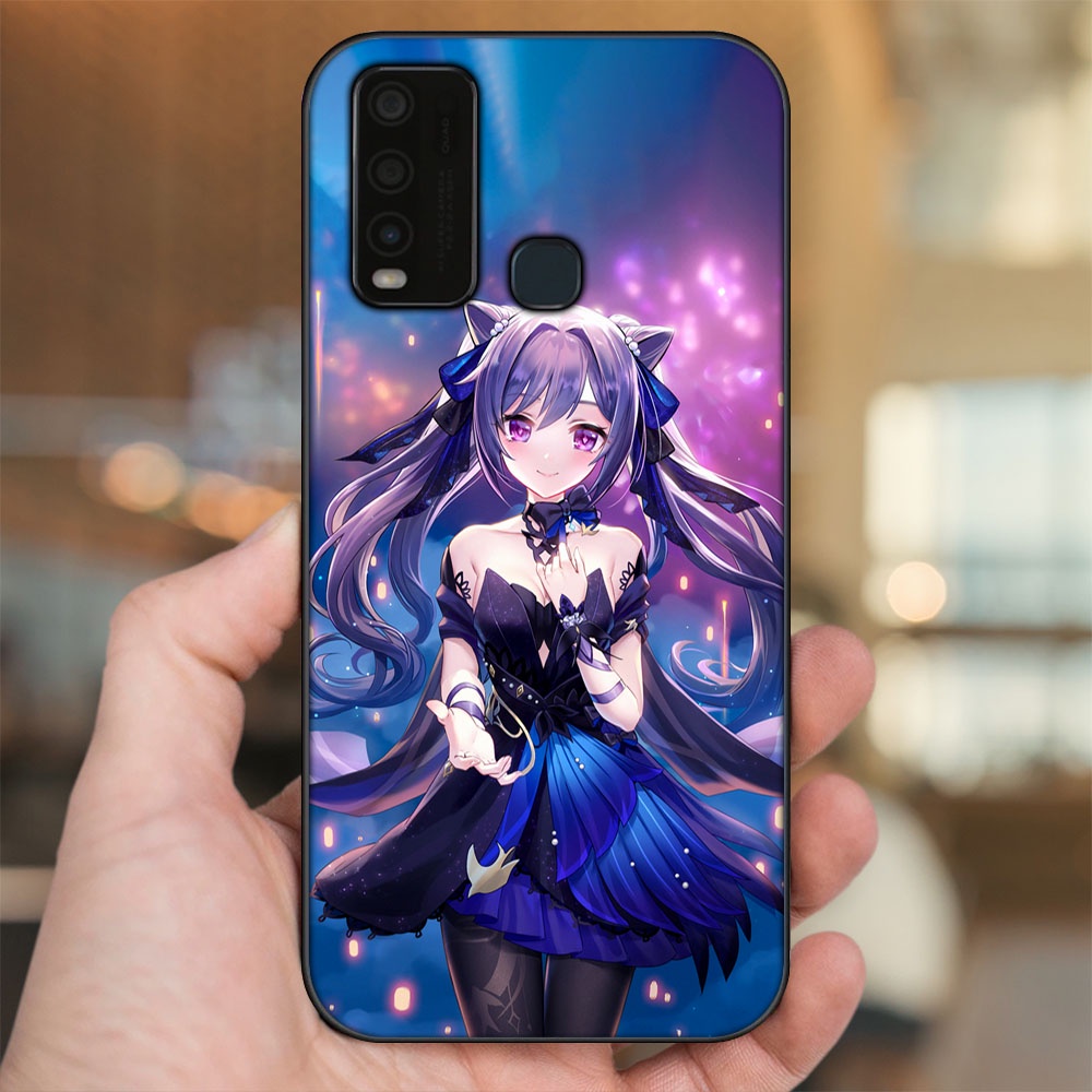 Ốp lưng Vivo Y30, Y50 viền đen in hình Keqing Genshin Impact