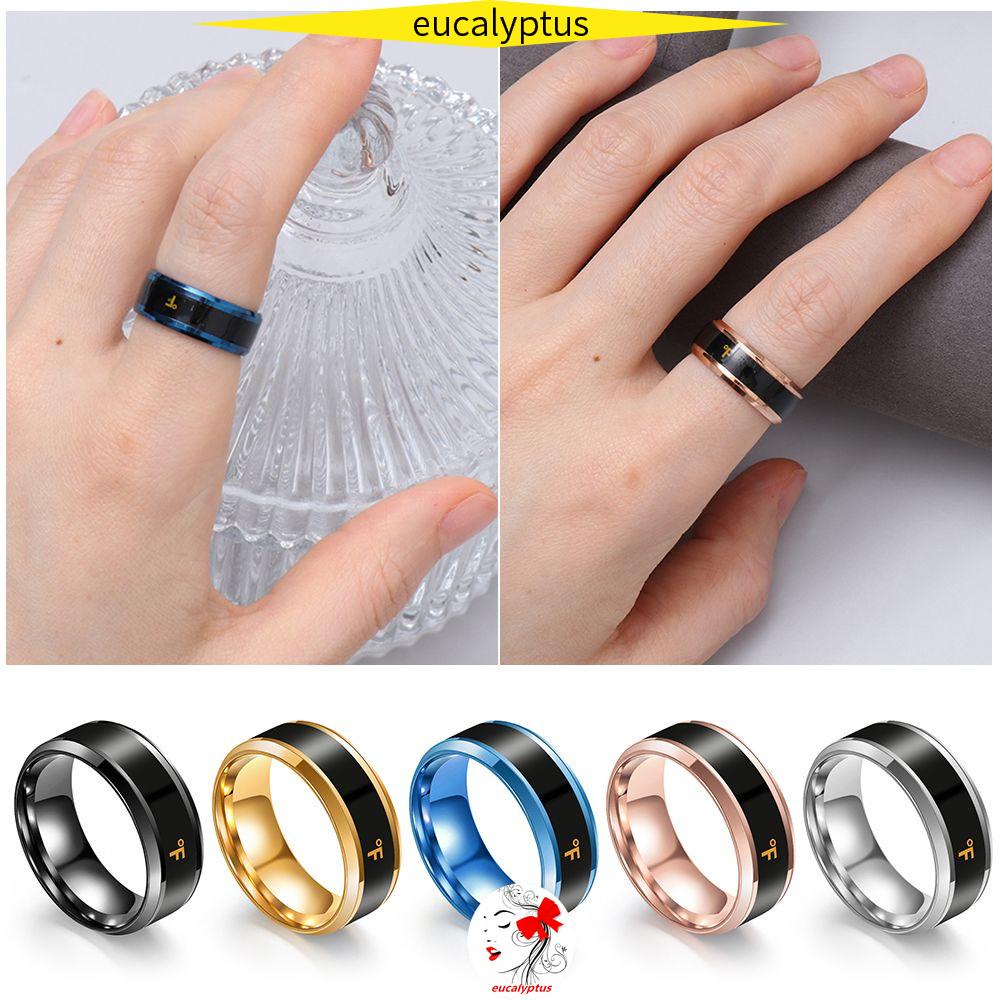 Nhẫn Đo Nhiệt Độ Thông Minh Hiển Thị Nhiệt Độ Bằng Thép Không Gỉ Cho Nam Và Nữ