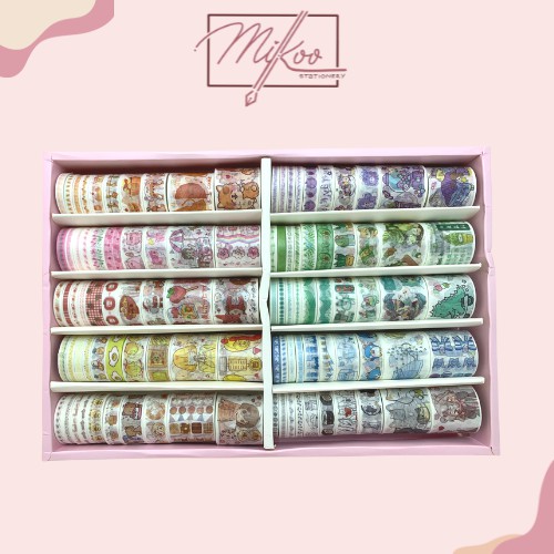 Set 100 cuộn washi tape dễ thương dùng trang trí sổ, trang trí bullet journal