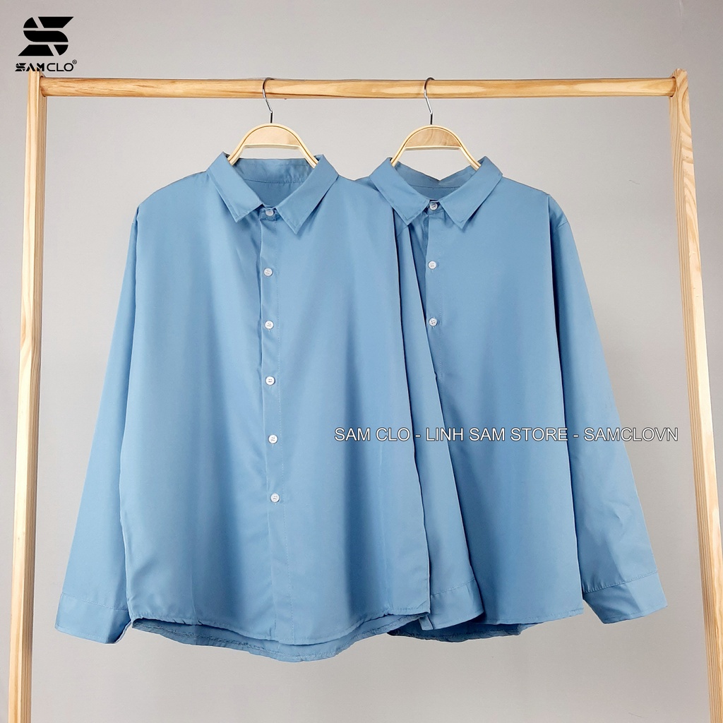 Áo sơ mi nữ cổ bẻ TAY DÀI phong cách ulzzang form freesize dáng rộng unisex mặc cặp, nhóm, couple