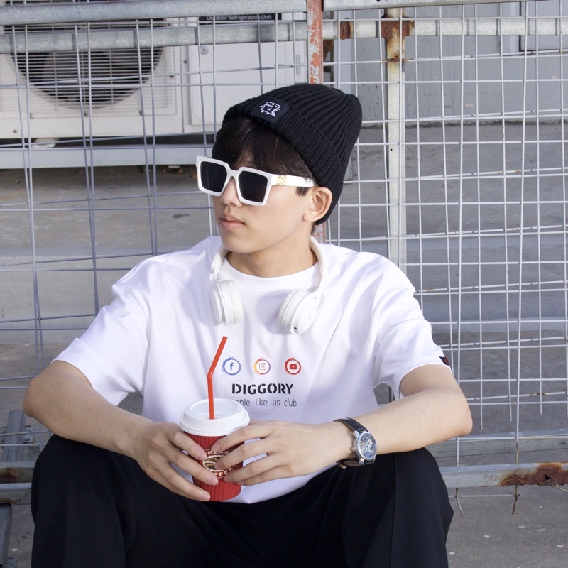 Áo Thun Nam Nữ Form Rộng Unisex Local Brand Diggory Icon Vr1 - DIG01 Trắng/Đen Áo phông tay lỡ nam nữ