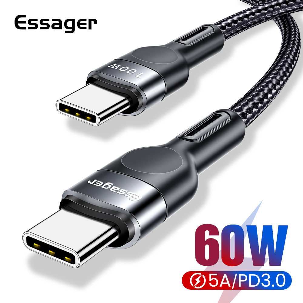  Cáp sạc nhanh Essager PD USB C sang Type C cho Macbook iPad Pro Xiaomi Samsung S20