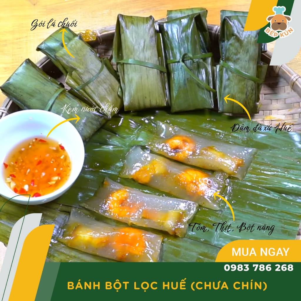 Bánh Bột Lọc Huế Ngon Nhân Tôm Thịt Loại Sống Kèm Nước Chấm