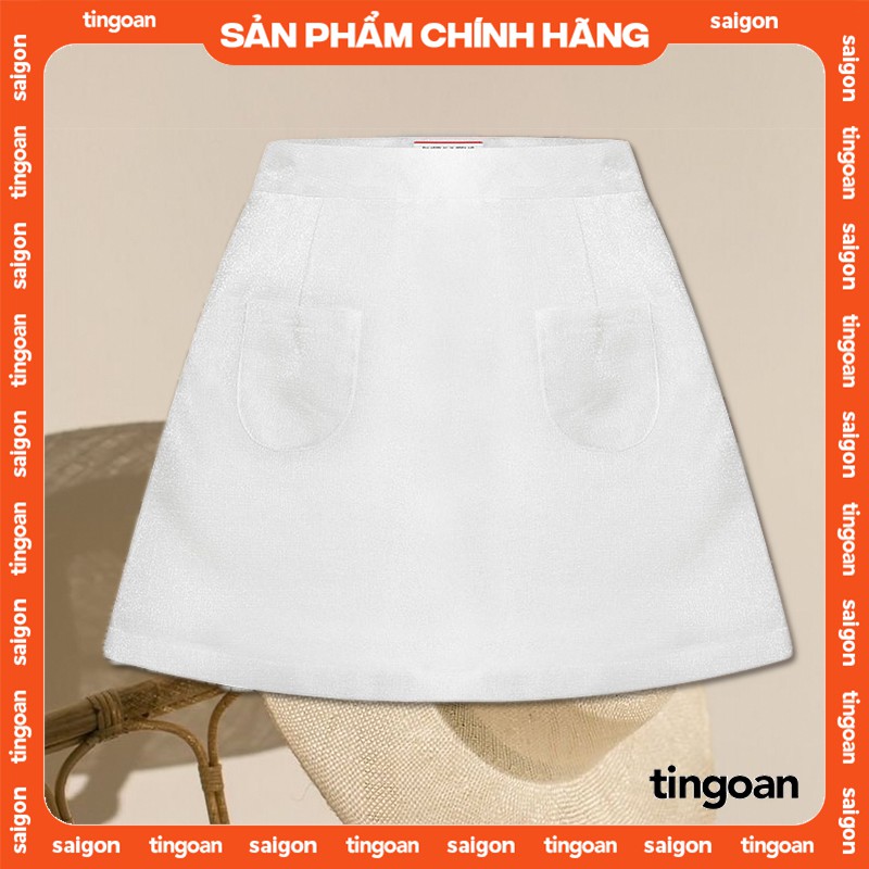 Chân váy cạp cao tafta chữ A trắng BADDIE SKIRT/WH (có quần trong)
