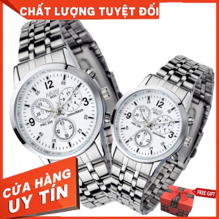 Đồng hồ cặp đôi Nary chống nước cao cấp dây kim loại không gỉ sang trọng - HÀNG MỚI VỀ