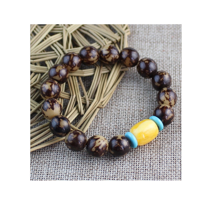 Vòng tay bồ đề nam nữ chuỗi kim cang bồ đề cao cấp BĐ35 phối hạt mầu vàng