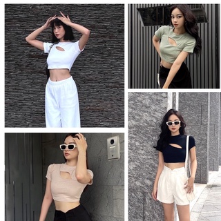  Lucy top áo croptop basic hở ngực ONHOUSE chất thun gân