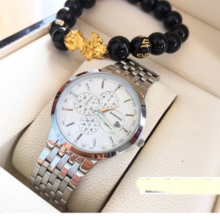 Đồng hồ nam Baishuns mặt trắng dây bạc cực chất GIÁ SIÊU RẺ, chống nước tuyệt đối