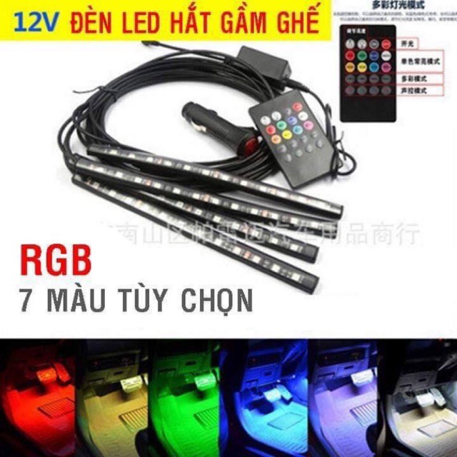 Led Gầm Ghế 7 màu nháy theo nhạc,đèn led trang trí nội thất cảm biến theo nhạc cắm tẩu 12v