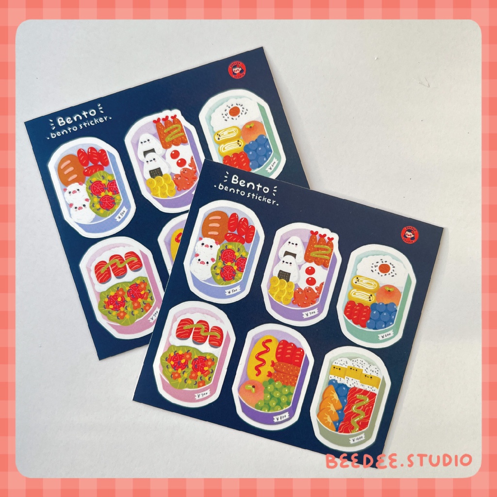 Tấm sticker BENTO KÈM POSTCARD ngon | hàng độc quyền Beedee.studio |