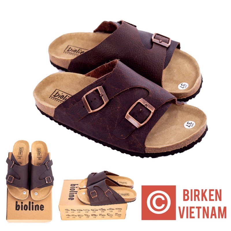 Dép birken vietnam da bò UNISEX xuất khẩu châu âu mã D19 bioline