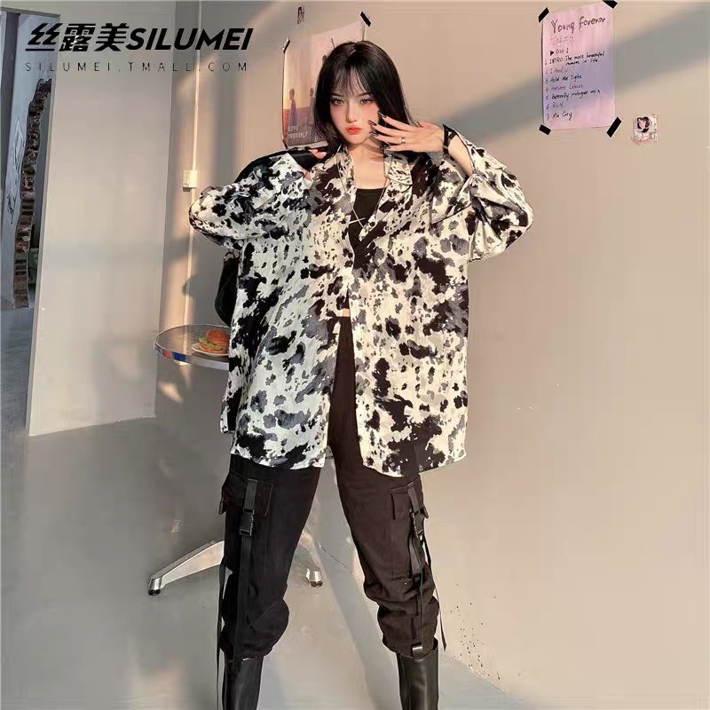 Sơ mi loang KA Closet chất von lụa mềm mát mịn from rộng unisex