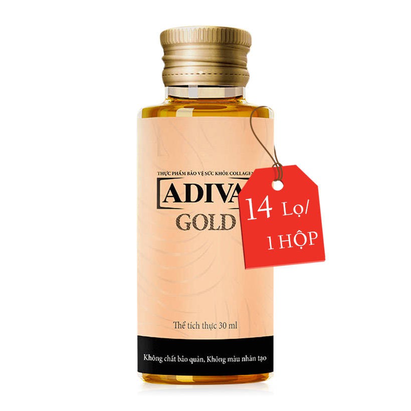 Collagen Adiva Gold nước uống đẹp da chống lão hóa (Hộp 14 chai 30ml)
