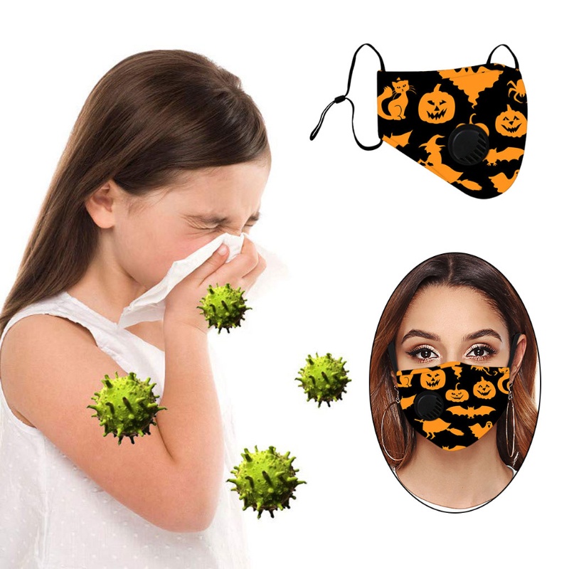 Van Thở Chống Gió Chống Bụi In Họa Tiết Halloween Hoạt Hình Bảo Vệ Miệng Có Thể Giặt Rửa Cho Người Lớn