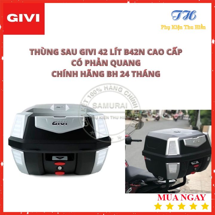 Thùng Đựng Đồ Givi B42N kèm đế có phản quang Chính Hãng -BH 24 Tháng