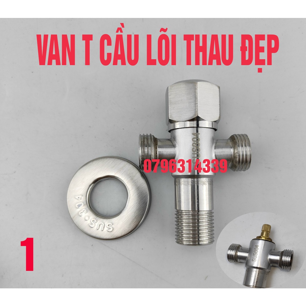 Van t cầu 304 T cầu inox - T cầu có khóa SUS 304,Chia Nước cho vòi xịt vệ sinh NK25