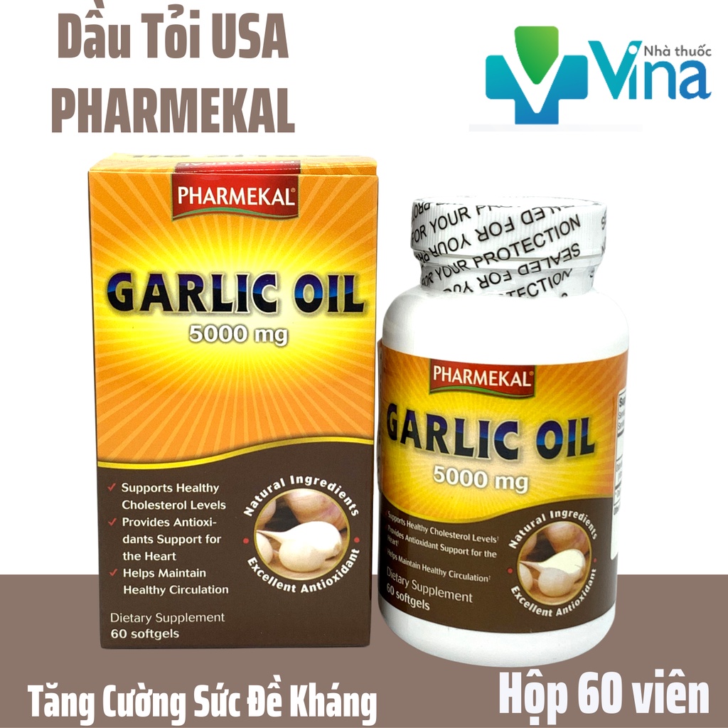 Viên Uống Dầu Tỏi Ngừa Xơ Vữa Động Mạch & Ổn Định Cholesterol Trong Máu Pharmekal Garlic Oil 5000mg (Hộp 60 Viên)