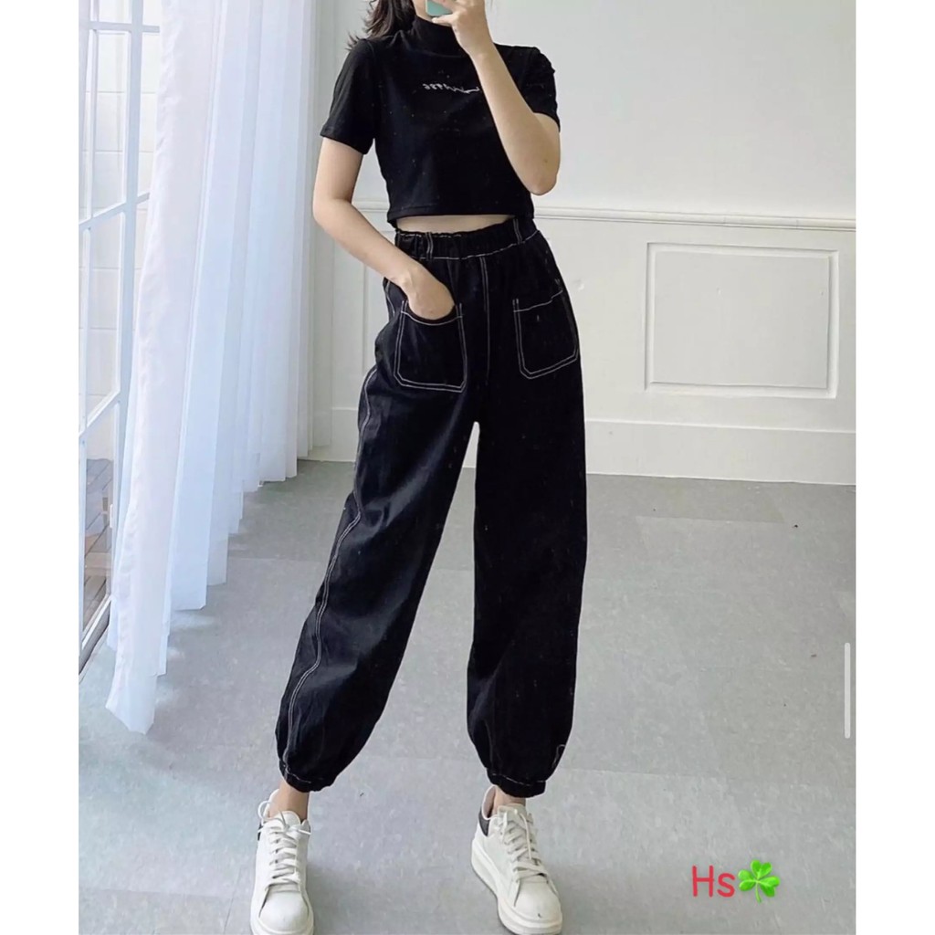 Quần 2 túi trước giả jean có bo chân - quần túi ngược cá tính-HươngSu-(PVN843)