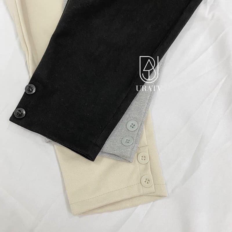 Quần bagging dạ chéo đính khuy