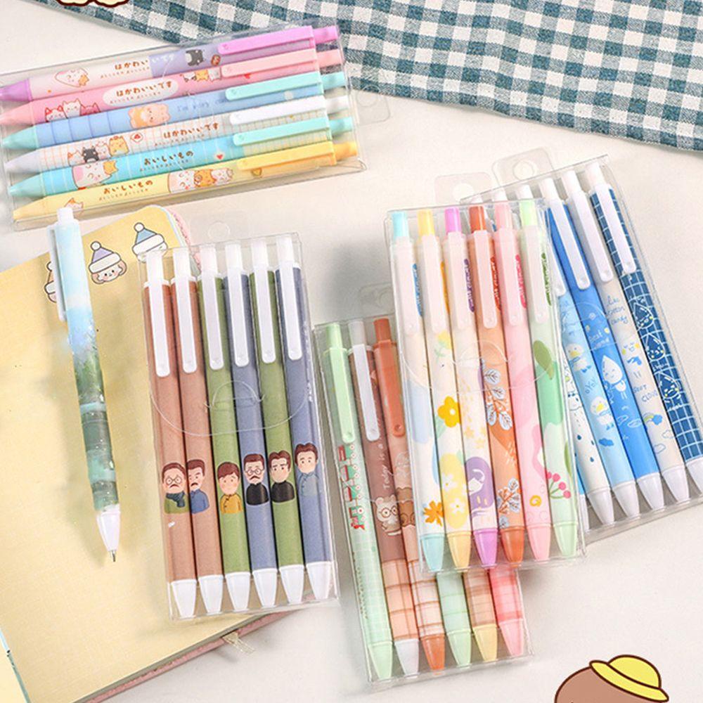 Bộ 6 Bút Bi Dạng Nhấn Kiểu Hoạt Hình Dễ Thương Tiện Dụng Cho Trường Học/Văn Phòng
