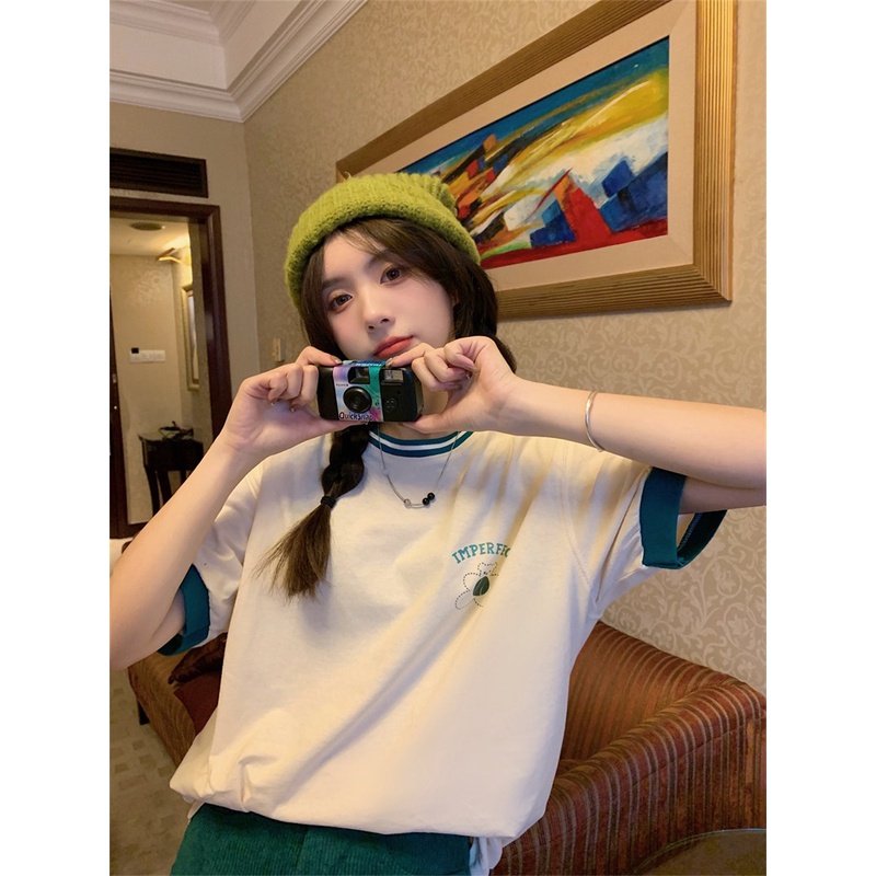 Áo thun ZHELIHANGFEI tay ngắn dáng rộng in họa tiết thời trang mùa hè cho nữ