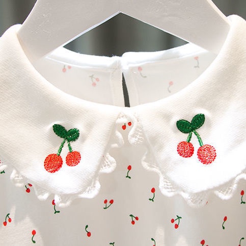 Áo Thun Tay Ngắn Cổ Búp Bê In Hình Quả Cherry Bằng Vải Cotton Thời Trang Mùa Hè Mới Dành Cho Bé Gái