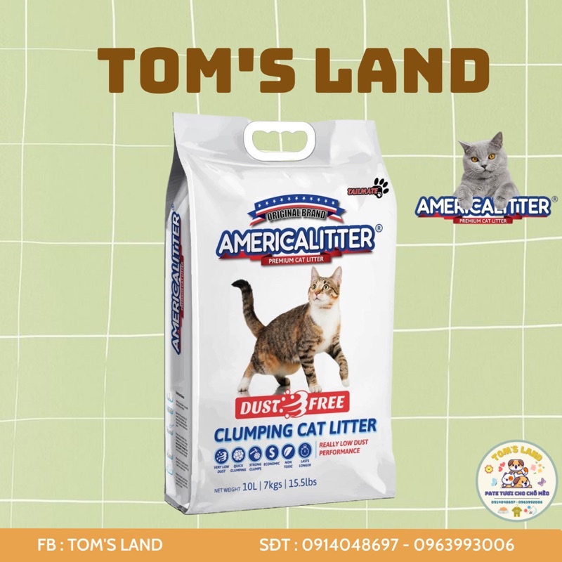 Cát vệ sinh cho mèo America Litter 10L