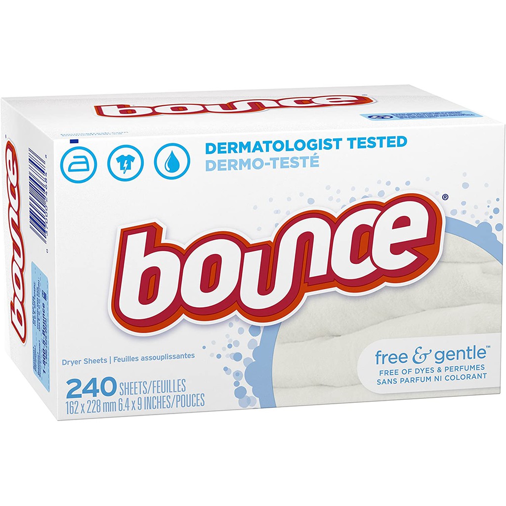 [USA} Giấy thơm quần áo BOUNCE Free & Gentle, 240 tờ