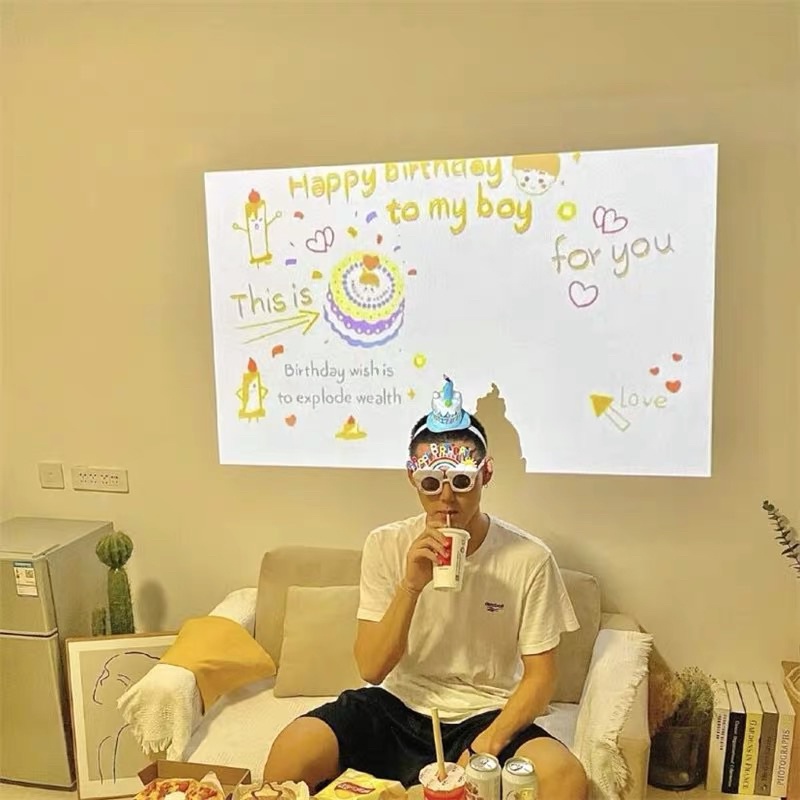 Đèn chiếu phông nền chủ đề sinh nhật happy birthday chưa gồm pin