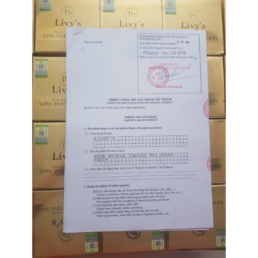 Kem Body Livy Vàng Thái Lan - Kem Dưỡng Trắng Da Toàn Thân Chính Hãng 250g - 8850094077776