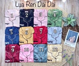 ( Freesize Lụa ) Đồ Bộ Pijama Lụa Ren - Tay Dài Quần Dài