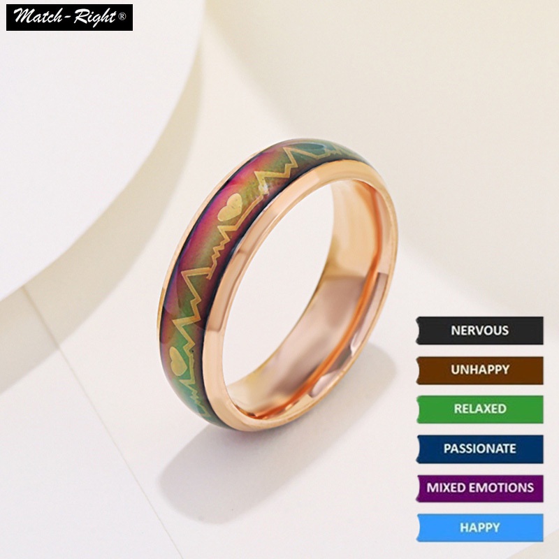 Nhẫn Thép Không Gỉ 6mm Thay Đổi Màu Sắc Theo Tâm Trạng Cho Nam # 5040