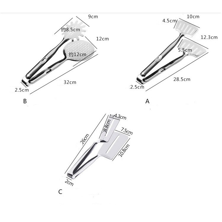 Kẹp, xẻng lật chiên cá, trứng, bít tết, đa năng có rãnh bằng thép 304 cao cấp không gỉ, siêu tiện dụng